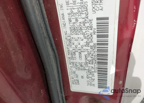 2003 Toyota Sequoia Sr5 V8 from USA, damaged, VIN 5TDZT34A53S157866